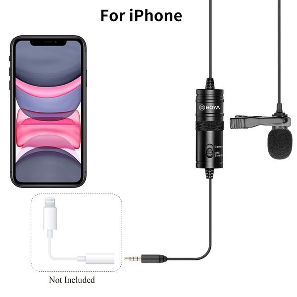 boya condenser professional lavalier lapel microphone bym1 m1pro m1dm for pc iphone camera youtube recording blogger podcast