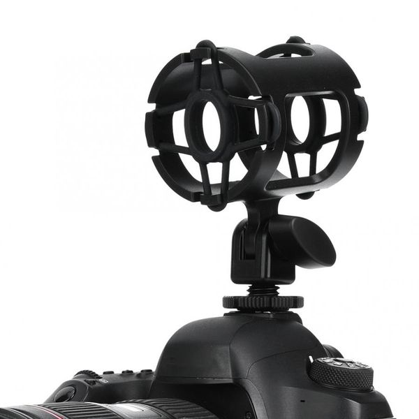 Microphone Shock Mount with Cold Shoe Universal Plastic Microphone Stand Holder Shock-proof Clamp Studio Recording Mic Bracket
