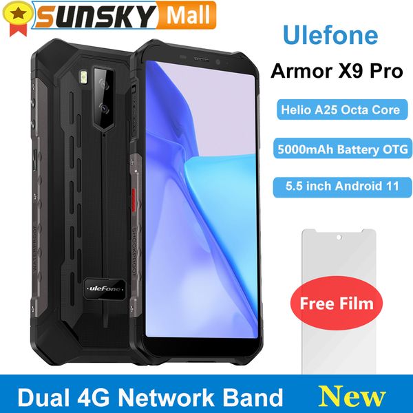 Armor X9 Ulefone Pro Rugged Phone 4GB 64GB Face Unlock 5.5 Android 11 Helio A25 Octa Core 5000mAh Global 4G OTG NFC Smartphone 6
