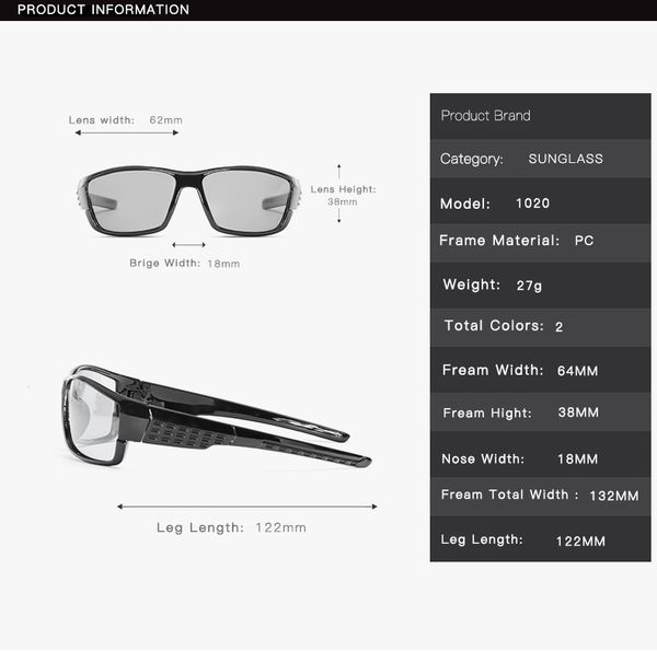 Driving Polarized Square Photochromic Sunglasses Men — compare prices at CompareOffers
