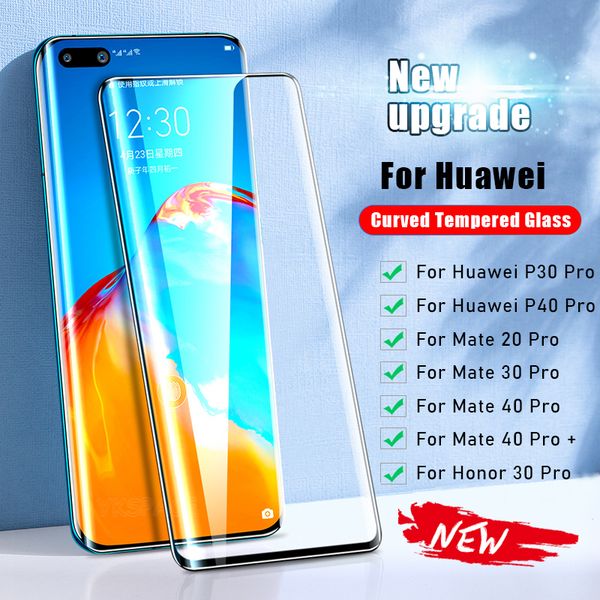 3D Curved Full Glue Clear HD 9H Tempered Glass For Huawei P30 P40 P50 Mate 20 40 50 Nova 7 8 9 10 Pro Plus Screen Protector Film