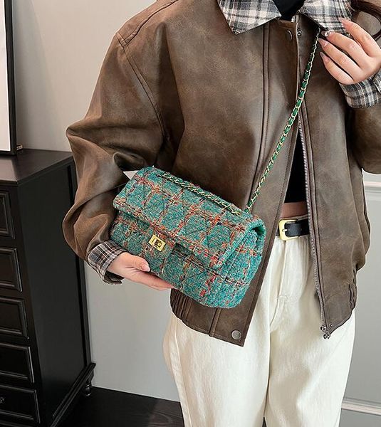 Outlet factory ladies shoulder bags 6 colors classic Joker Checked chain bag flip color matching leather handbags sweet little fresh woolen women handbag 96618#, Cream
Outlet factory ladies shoulder bags 6 colors classic Joker Checked chain bag flip color matching leather handbags sweet little fresh woolen women handbag 96618#, Cream