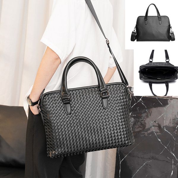 Outlet factory men shoulder bags large capacity horizontal classic hand-woven handbag Joker padded leather computer bag atmospheric fashion backpack 9212#, Black
Outlet factory men shoulder bags large capacity horizontal classic hand-woven handbag Joker padded leather computer bag atmospheric fashion backpack 9212#, Black