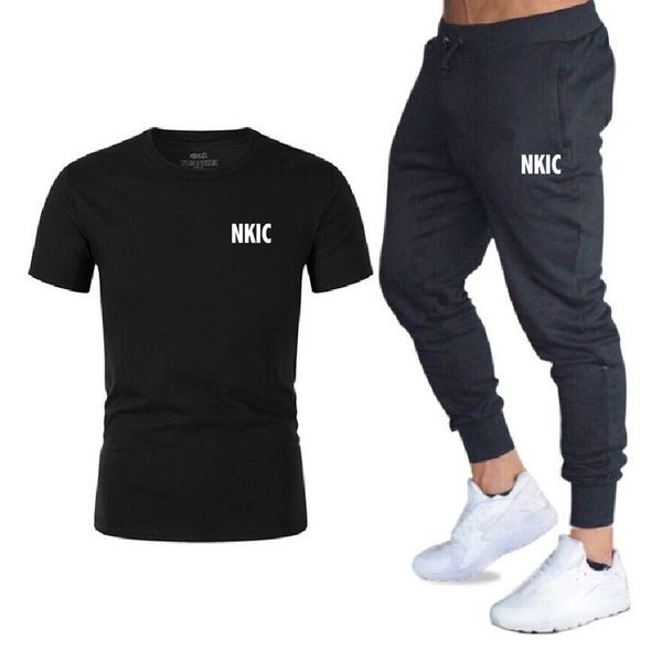 Men Fashion Sets Summer Brand Tracksuit Fitness Suit 100% Cotton Black T shirt Short-Sleeved Long trousers Men letter printed Sportswear Two-piece, Navy blue
Men Fashion Sets Summer Brand Tracksuit Fitness Suit 100% Cotton Black T shirt Short-Sleeved Long trousers Men letter printed Sportswear Two-piece, Navy blue