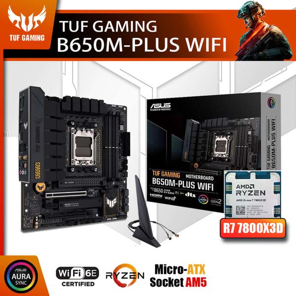 New Kit ASUS TUF GAMING B650M-PLUS WIFI With AMD Ryzen 7 7800X3D Processor CPU DDR5 Memory Motherboard AM5 RGB mATX Combo