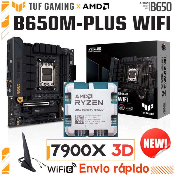 Ryzen 7000 Series r9 7900X3D AM5 CPU Combo With Asus TUF GAMING B650M-PLUS WIFI AMD B650 Motherboard Suit R9 7900X3D Processor