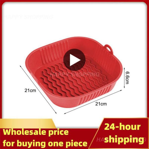 DHgate Square Silicone Air Fryer Liner Basket Reusable Air Fryer Pot Tray Heat Resistant Food Baking for AirFryer Chicken Accessories sold by DHgate