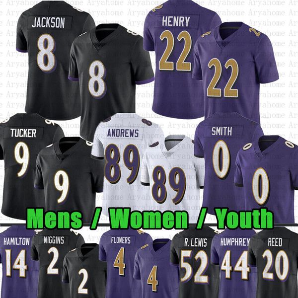 Derrick Henry 8 Lamar Jackson Football Jersey Mark Andrews Justin Tucker Roquan Smith Kyle Hamilton Zay Flowers Ray Lewis Nate Wiggins Devontez Walker Isaiah Likely