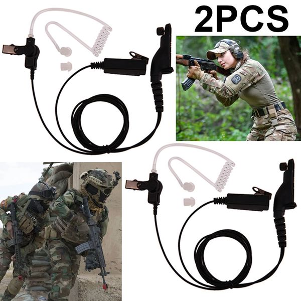 2Pcs Air Acoustic Tube Earpiece PTT Mic Headset for XiR P8668 P8268 APX