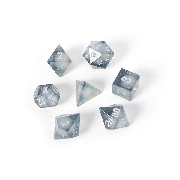 7pcs Polyhedral Dice Set Resin Iridescent Dazzle Dices Table Games RPG DND Board Games Tabletop Roleplaying Games Accessaries