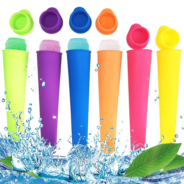 LMETJMA Ice Cream Molds Silicone Ice Lolly Mold Reusable Ice Lolly Pop with Lid Popsicle Maker Molds For Kids Children JT112
