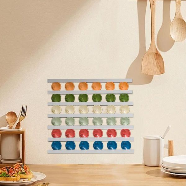 12PCS - Self-adhesive Coffee Capsule Holder, Hi d d e n Coffee Pod Storage Rack, Universal Wall-mounted Coffee Capsule Organizer