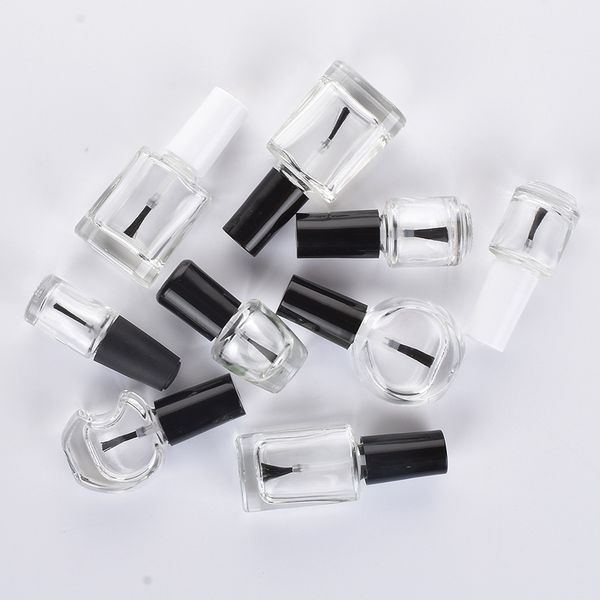 Empty Nail Polish Glass Bottles With Brush ,Small Round Square Glass Bottle For Nail Polish ,Essential Oil Glass Container Vial