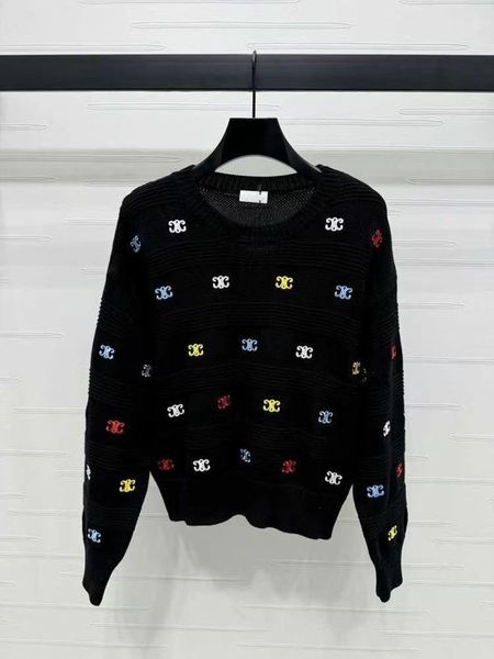 Clothing Women's Sweaters Embroidered Rainbow Sweater Early Arc De Triomphe Loose Slim Age-reducing Knitwear French