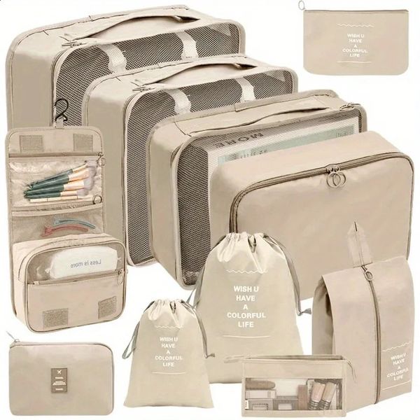 11pcs/set Compression Packing Cubes Suitcases Travel Accessories Expandable Packing Organizers Lightweight Travel Organizer Cube 240924