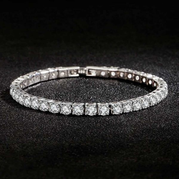 Luxury hip-hop ice out 4mm cubic zirconia crystal tennis bracelet mens gold silver bracelet chain jewelry W241004