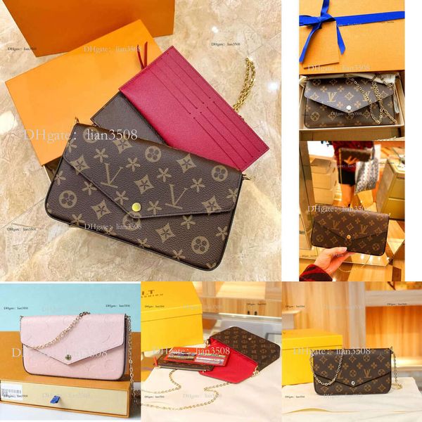 Womens Chain Multi Felicie mini Pochette Bags mens fashion M61276 Coin Purses envelope hand bags 3piece Designer Leather small wallet Crossbody Shoulder Bag, 3jt-light green
Womens Chain Multi Felicie mini Pochette Bags mens fashion M61276 Coin Purses envelope hand bags 3piece Designer Leather small wallet Crossbody Shoulder Bag, 3jt-light green