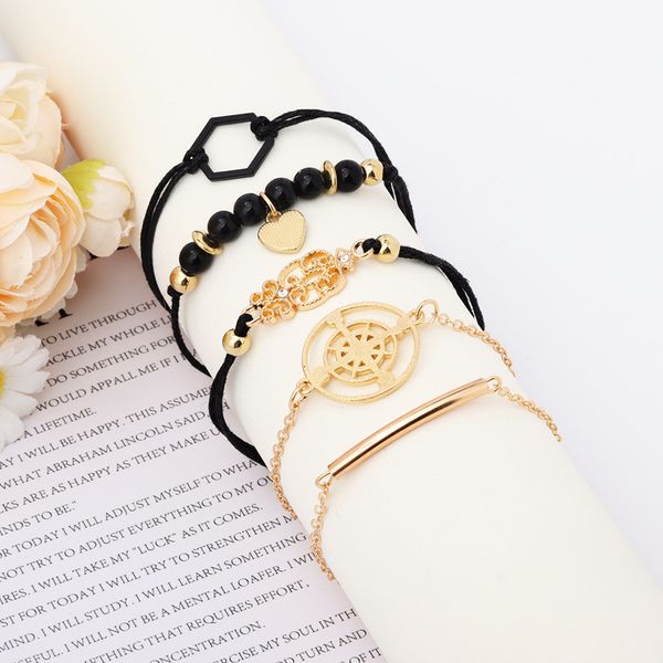 Girls Charm Bracelets Jewelry Compass Original Design Black Hexagon Inlaid Diamond Five Piece Bangle Wholesale
Girls Charm Bracelets Jewelry Compass Original Design Black Hexagon Inlaid Diamond Five Piece Bangle Wholesale