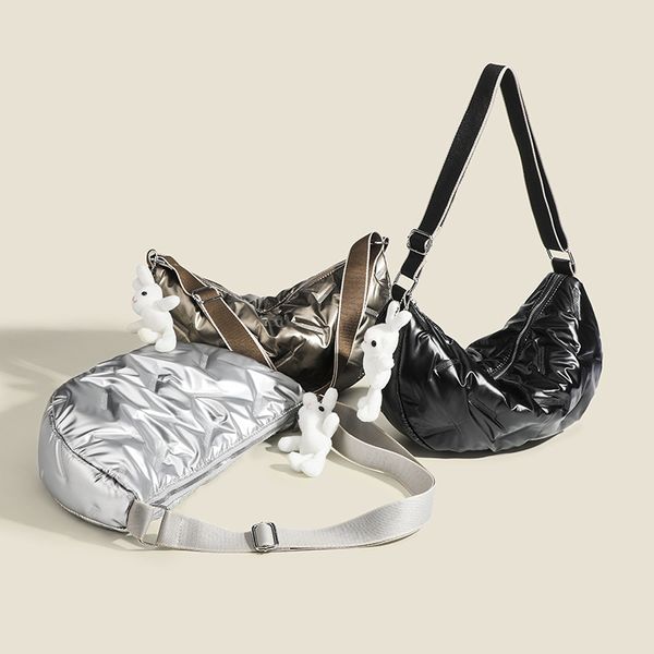 Senior sense dumplings shaped cotton-padded bag female new autumn and winter padded cotton down jacket pearl material single shoulder crossbody bag, Silver
Senior sense dumplings shaped cotton-padded bag female new autumn and winter padded cotton down jacket pearl material single shoulder crossbody bag, Silver