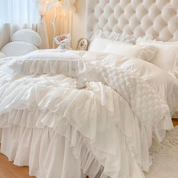 Bedding Sets White Lace wers Princess Duvet Cover Cotton Korean Style Set Bed Skirt Pillowcase Solid Color Bedclothes
Bedding Sets White Lace wers Princess Duvet Cover Cotton Korean Style Set Bed Skirt Pillowcase Solid Color Bedclothes