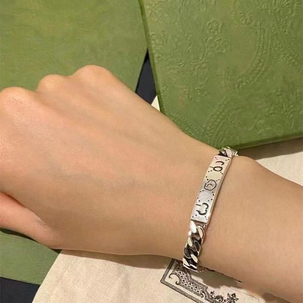 925 Sterling Silver Bracelet Unisex Designer Bracelets Luxury Cool Boy G Fashion Mens Women Men Chain Gift Couple Bracelets D2109164H