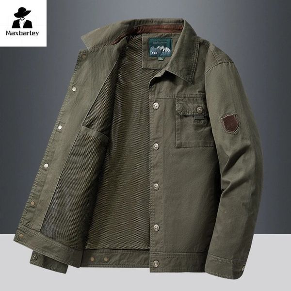 Spring Autumn Jacket Mens Cotton Windproof Cargo Jacket Grn Mens Hunting Jacket…