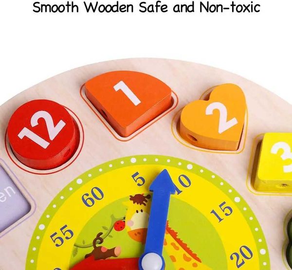 Magnetic Toy Nesting Stacking Toys Clock Toy For Kids Wooden Time Learning Shape Sorting Color Game Montessori Early Education Math Set Baby Jigsaw Play T toy