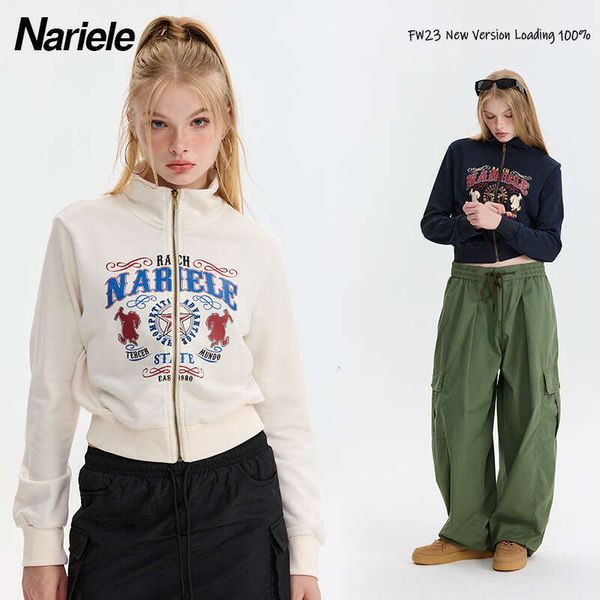 Bestseller Heyhenry Harajuku Printed Standing Collar Short Hoodie For Women's Cardigan Slim Fit Trendy Spicy Girl Spring And Autumn Top Ddmylion