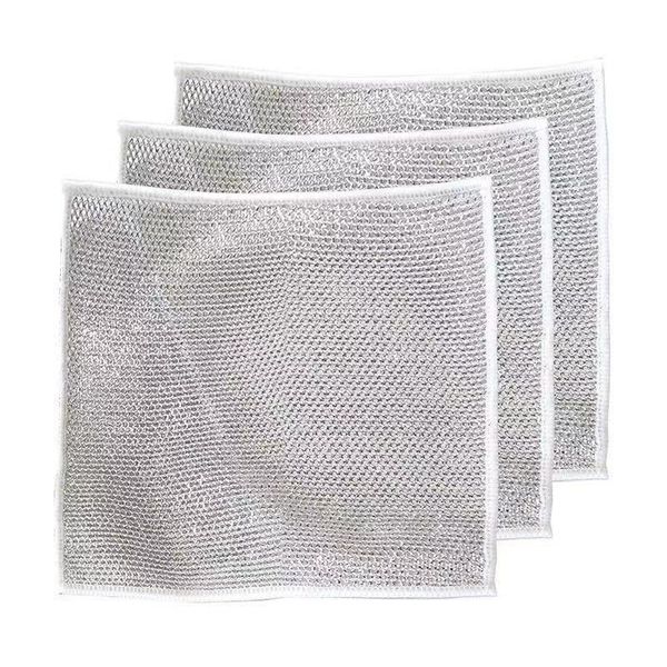 10pcs Dishcloth Silver Wire Cleaning Kitchen Cloth Thickened Double layered Microfiber Wash Towel Built-in Sponge Steel Wi
10pcs Dishcloth Silver Wire Cleaning Kitchen Cloth Thickened Double layered Microfiber Wash Towel Built-in Sponge Steel Wi