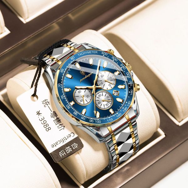 Original design waterproof luminous mens Swiss Wristwatches multifunctional quartz watch, Gold blue surface steel strip design
Original design waterproof luminous mens Swiss Wristwatches multifunctional quartz watch, Gold blue surface steel strip design
