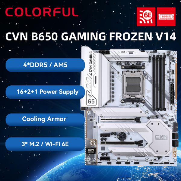 COLORFUL CVN B650 GAMING FROZEN V14 2.5G DDR5 Motherboard 192GB placa me For AMD Ryzen 7 7700X 7800x3d R7 7000 Series CPU