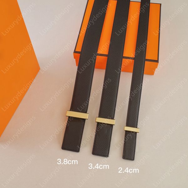 Luxury Designer Leather Belt Gold Silver Buckle