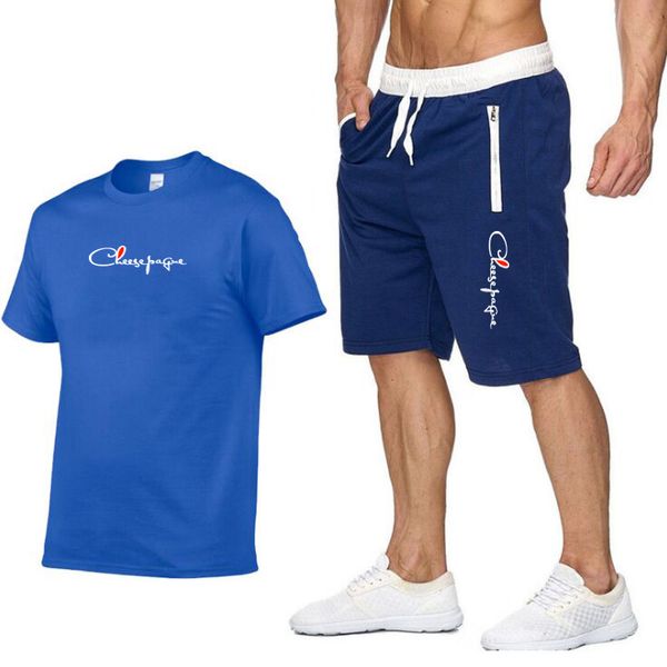Summer Men's 100% Cotton Blue T-shirt Shorts Set Men's Sportswear Brand Tracksuit 2 Piece O Neck Short Sleeve Men Clothing Suit Male, Gray 1
Summer Men's 100% Cotton Blue T-shirt Shorts Set Men's Sportswear Brand Tracksuit 2 Piece O Neck Short Sleeve Men Clothing Suit Male, Gray 1
