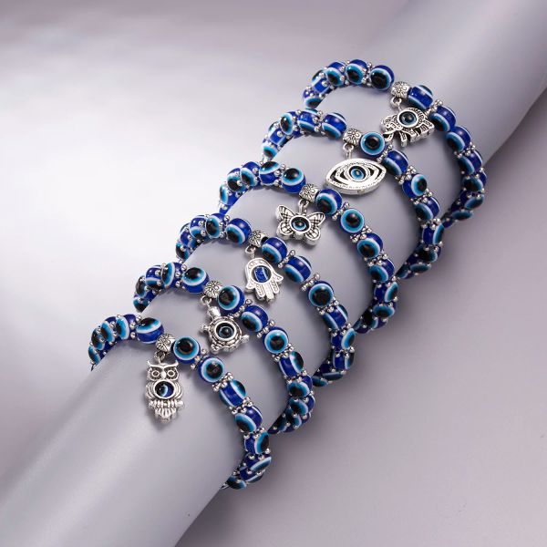 Evil Eye Blue Beaded Bracelet