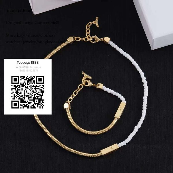 Gold bracelet for women fashion pearl chain necklace designer jewelry tiktokfashion, White
Gold bracelet for women fashion pearl chain necklace designer jewelry tiktokfashion, White