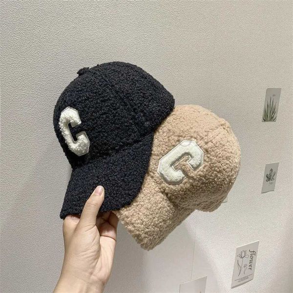 Fashion Letter R Printed Baseball Cap Autumn and Winter Hood Adjustable Faux Fur Hat Outdoor Warm Peak Sun Hat Solid LUXXETONX241018