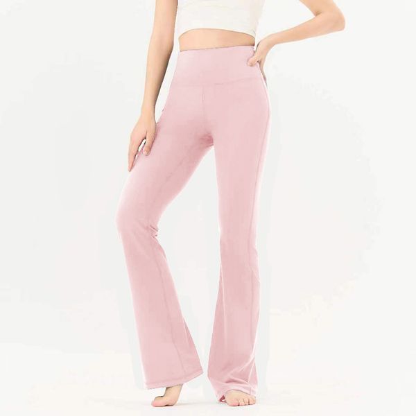 Lycra Fabric Flared Leggings Wide Leg Sports Trousers High Waisted Soft Yoga Pa…