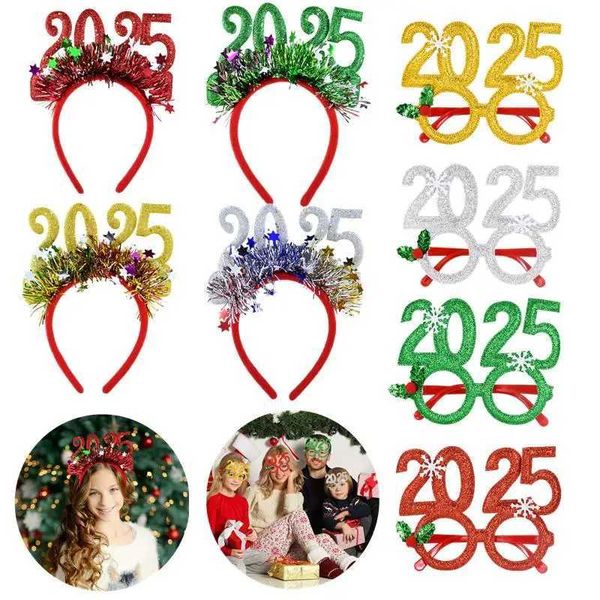 Merry Christmas Glasses Frame 2025 New Year Headband Party Headdress Eyeglasses Photo Props New Year Gift Chrismas Decors SupplyX241021