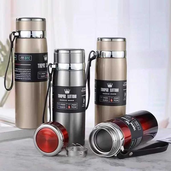 New Arrival 1000ml Large Capacity Hot Water Bottle Insulated Stainless Steel Cup Portable Car Water Bottle Outdoor Sports M241022