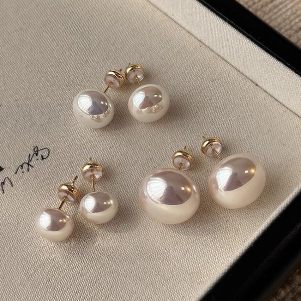 S925 Silver Pearl Round Ball Earrings