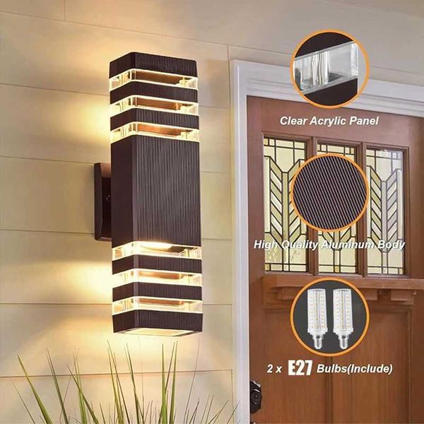 Replaceable bulb wall light outdoor LED wall light up and down porch light entrance garden staircase waterproof outdoor landscape light X241025