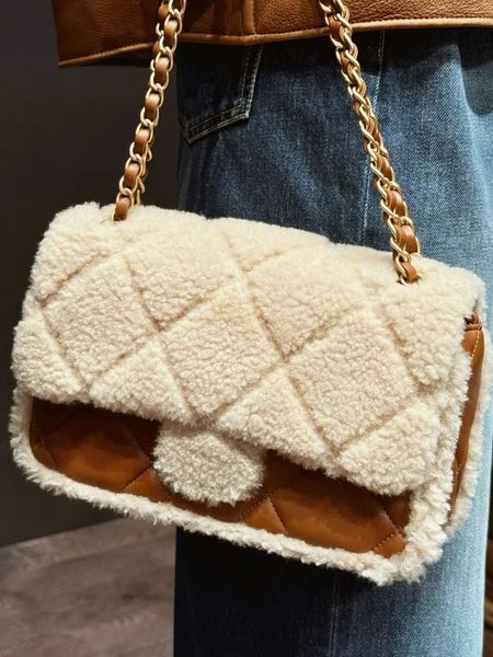 Lamb Wool Women Winter Shoulder Bag Fashion Flap Crossbody Designer Wallet Leather Plaid Purses And Handbags Chain Belt Pochette Underarm Bags 2918, Deep brown
Lamb Wool Women Winter Shoulder Bag Fashion Flap Crossbody Designer Wallet Leather Plaid Purses And Handbags Chain Belt Pochette Underarm Bags 2918, Deep brown