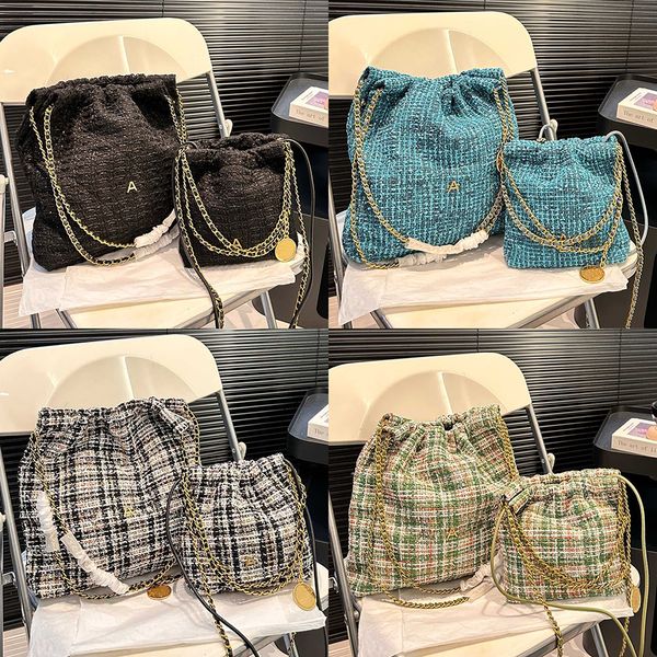 Tweed Stripes Pattern 22 Hobo Shopping Brand C Chain Drawstring Woolen Woven Designer Women Shoulder Bag Lady Coin Charm Large Shopper With Pouch, Black
Tweed Stripes Pattern 22 Hobo Shopping Brand C Chain Drawstring Woolen Woven Designer Women Shoulder Bag Lady Coin Charm Large Shopper With Pouch, Black