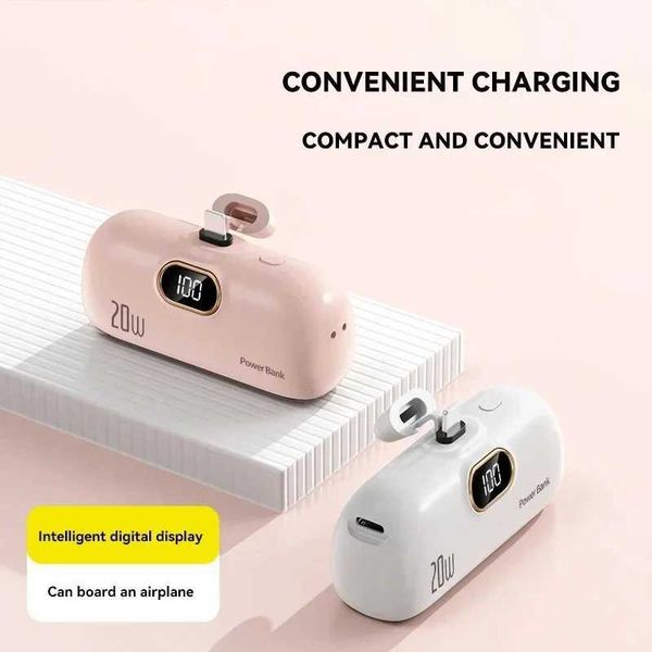 5000mAh Mini Pocket Power Pack Stand Portable Capsule with Built in Cable Bidirectional Fast Charging Suitable for New iPhone M241026