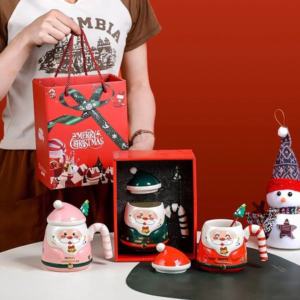 Santa Claus Cup Christmas Gift Box 400ML Coffee Milk Water Cup Creative Holiday Gift 241024
