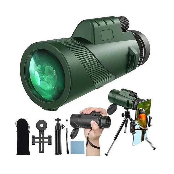 80x100 HD ZOOM Powerful Monocular Telescope Portable Binoculars Long Range Telescope Hunting Camping with Tripod Phone ClipXJ241028