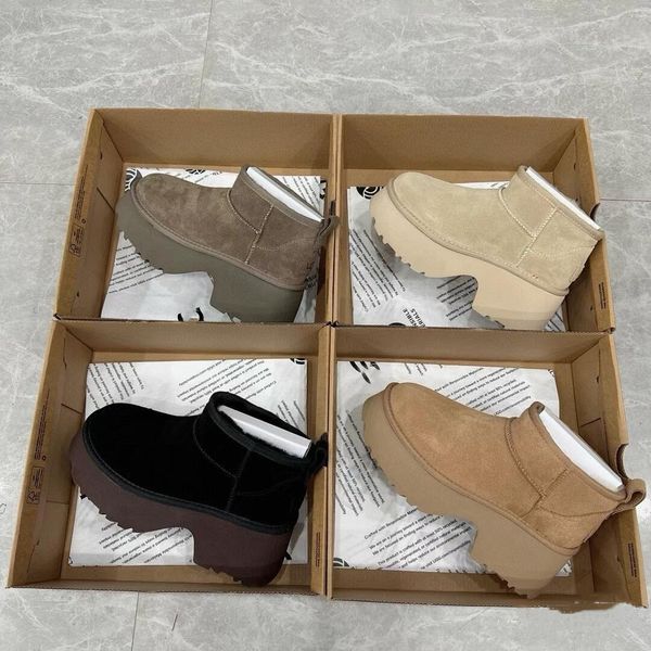 Winter new Snow Australia brand designer womens Raised base design Ankle boots Round head with thick heels Warm shoes, Brown
Winter new Snow Australia brand designer womens Raised base design Ankle boots Round head with thick heels Warm shoes, Brown