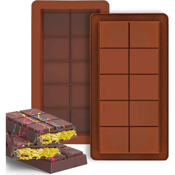 Moulds 2PCS Dubai Baking Chocolate Mold Silicone Chocolate Bar Mold for Chocolate Bar Pistachio Candy Bar Mold for Filling Chocolate PH010C241029