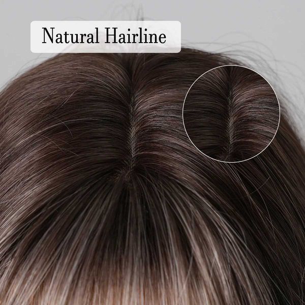 New Arrival Long wave curly gray brown synthetic wig suitable for women natural gray hair wig with bangs heat-resistant fiber wig daily party use Z241028