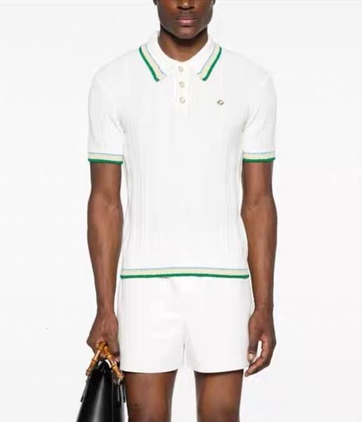 24ss High Quality Men Designer Knitted Pullover Polo Shirt Casacalo New Fashion Lapel Button Color Striped Blocked Short Sleeved Wool Knit Cardigan Sweater Coat Top, Forestgreen
24ss High Quality Men Designer Knitted Pullover Polo Shirt Casacalo New Fashion Lapel Button Color Striped Blocked Short Sleeved Wool Knit Cardigan Sweater Coat Top, Forestgreen